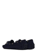 Kadın Lacivert Püsküllü Süet Deri Loafer | Derimod