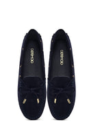 Kadın Lacivert Püsküllü Süet Deri Loafer | Derimod