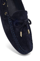 Kadın Lacivert Püsküllü Süet Deri Loafer | Derimod