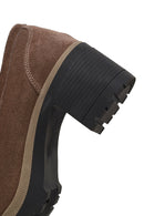 Women's Mink Thick Heeled Suede Leather Masculine Loafer | Derimod