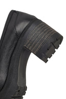 Women's Black Thick Heeled Leather Masculine Loafer | Derimod