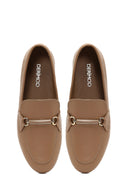 Kadın Pudra Toka Detaylı Deri Maskülen Loafer | Derimod