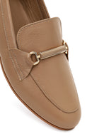 Kadın Pudra Toka Detaylı Deri Maskülen Loafer | Derimod