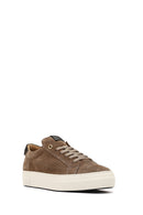 Kadın Bej Bağcıklı Kalın Tabanlı Süet Deri Sneaker | Derimod