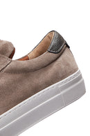 Woman Mink Laced Thick Sole Suede Leather Sneakers | Derimod