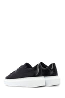 Kadın Siyah Bağcıklı Kalın Taban Deri Sneaker | Derimod