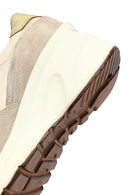 Woman Beige Lace-Up Zipper Detailed Wedge Heels Leather Sneakers | Derimod