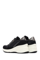 Woman Black Lace-Up Zipper Detailed Wedge Heels Leather Sneakers | Derimod