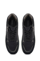 Woman Black Lace-Up Zipper Detailed Wedge Heels Leather Sneakers | Derimod