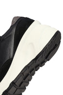 Woman Black Lace-Up Zipper Detailed Wedge Heels Leather Sneakers | Derimod