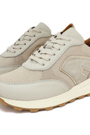 Woman Beige Lace-Up Thick Sole Leather Sneakers | Derimod