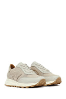 Woman Beige Lace-Up Thick Sole Leather Sneakers | Derimod