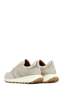 Woman Beige Lace-Up Thick Sole Leather Sneakers | Derimod