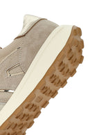 Woman Beige Lace-Up Thick Sole Leather Sneakers | Derimod