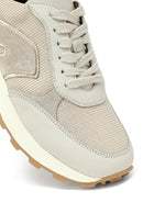 Woman Beige Lace-Up Thick Sole Leather Sneakers | Derimod