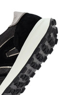 Woman Black Lace-Up Thick Sole Leather Sneakers | Derimod