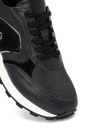 Woman Black Lace-Up Thick Sole Leather Sneakers | Derimod