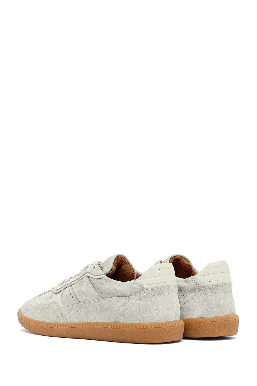 Kadın Bej Bağcıklı Süet Deri Sneaker