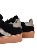 Kadın Siyah Bağcıklı Süet Deri Sneaker | Derimod