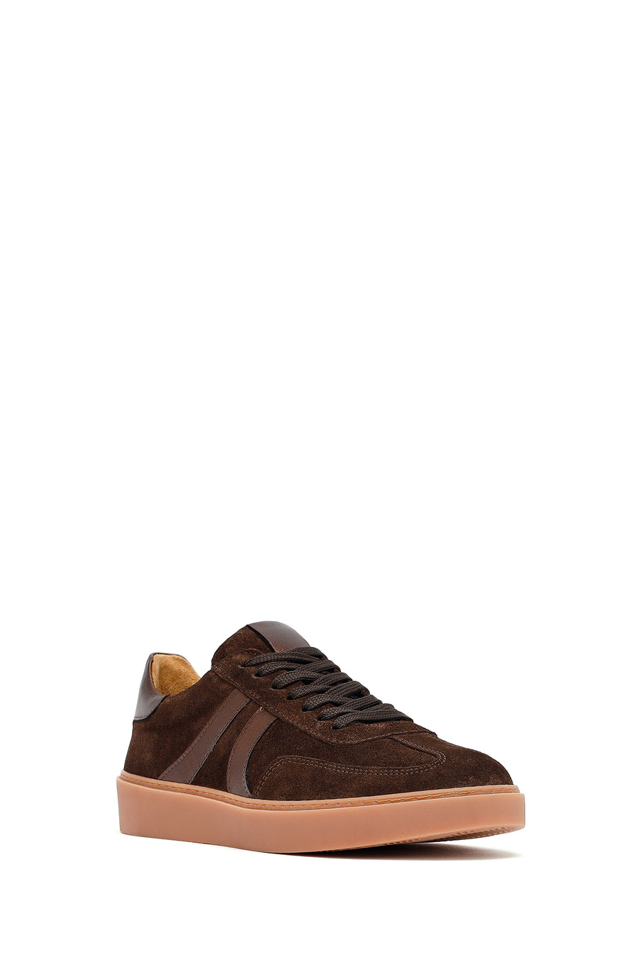 Woman Brown Laced Suede Leather Sneakers