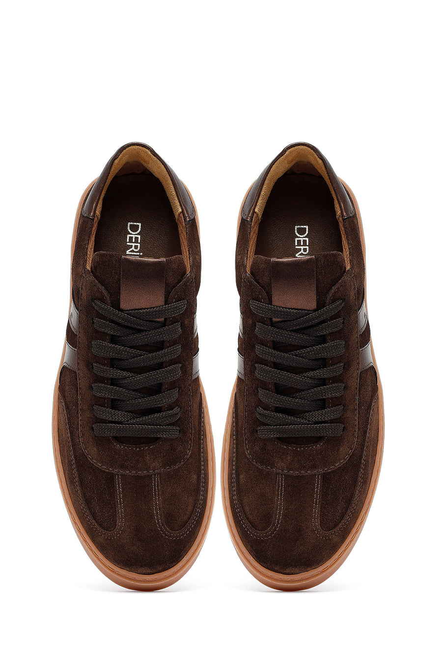 Woman Brown Laced Suede Leather Sneakers