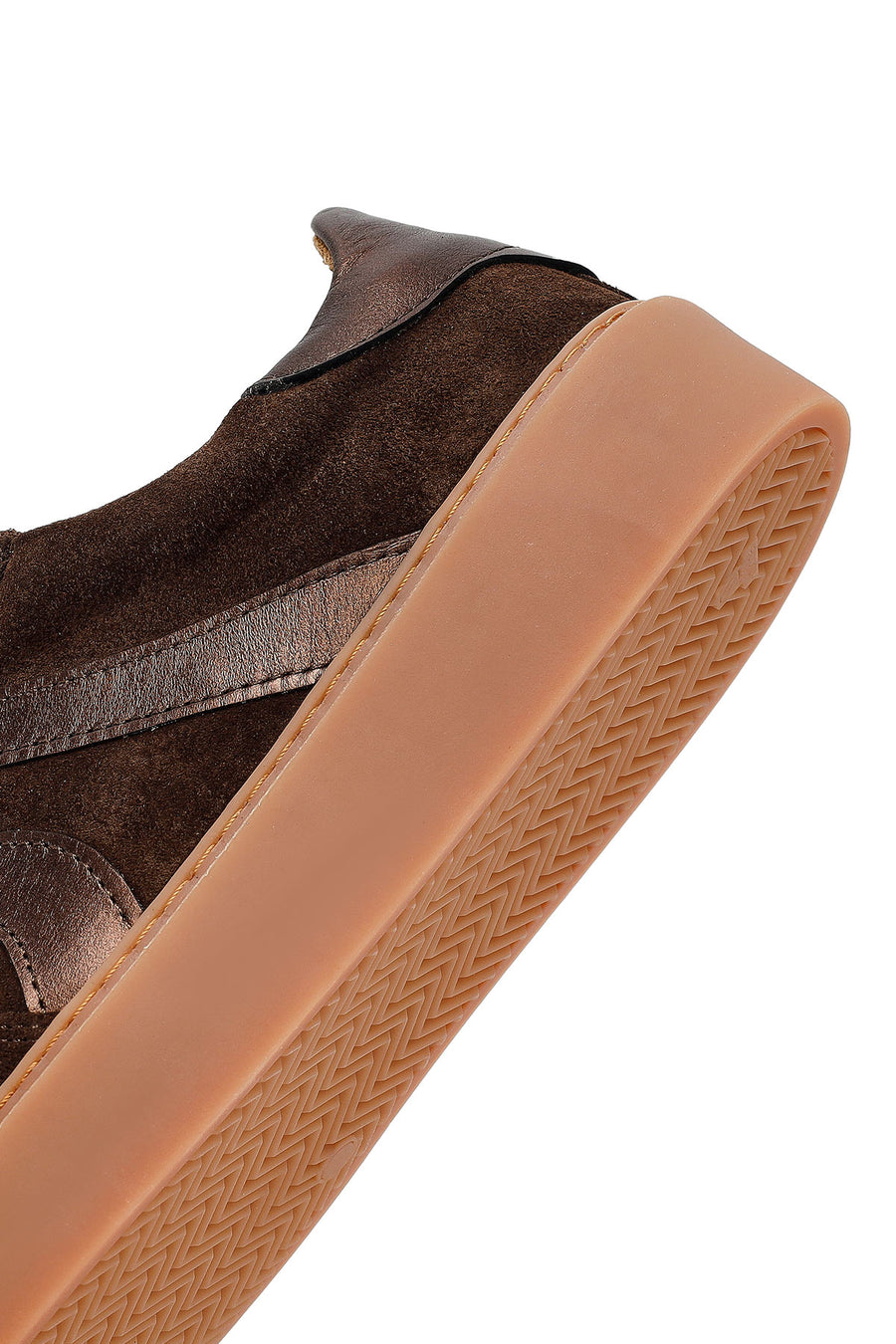 Woman Brown Laced Suede Leather Sneakers