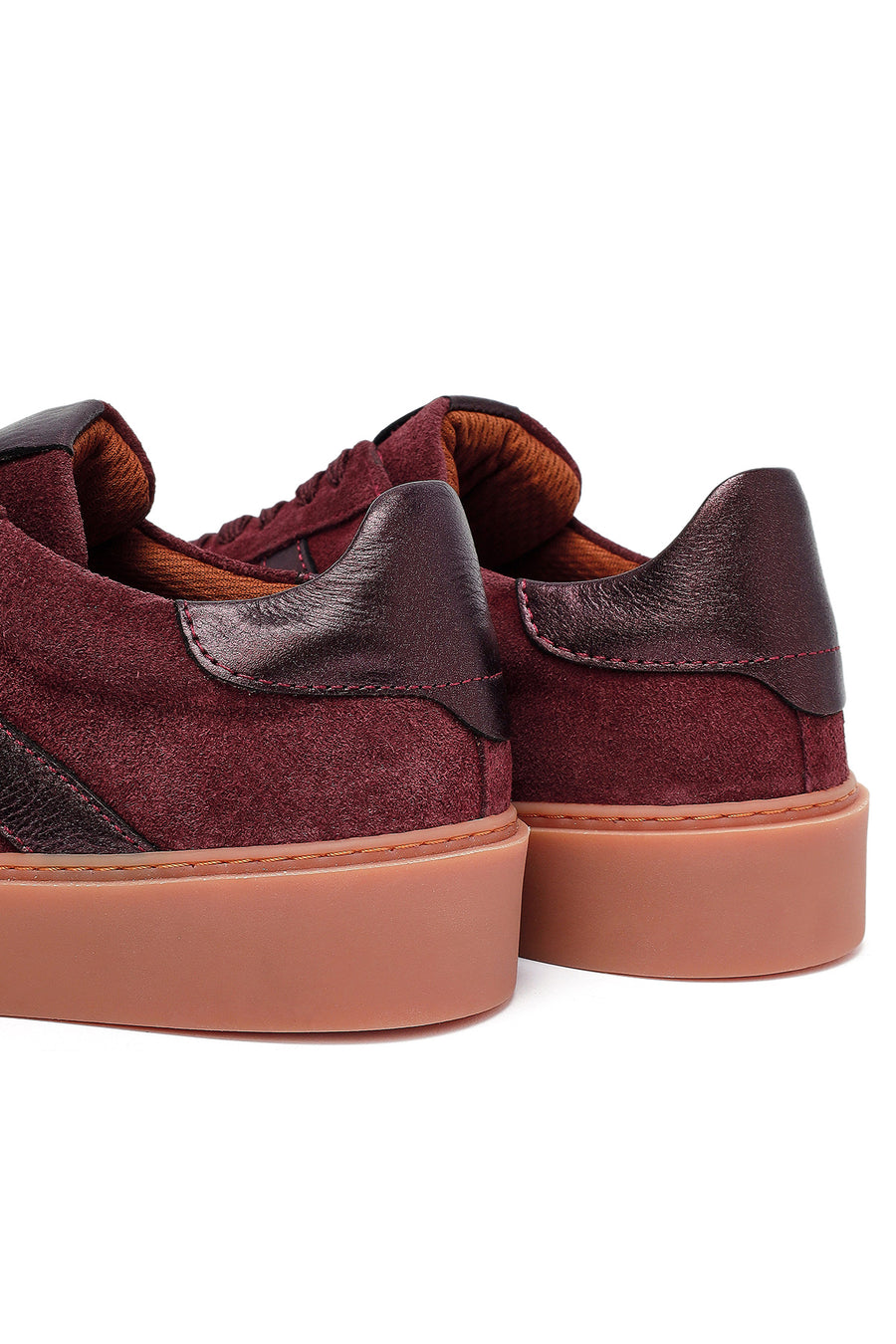 Woman Burgundy Laced Suede Leather Sneakers