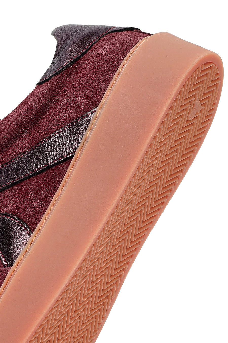 Woman Burgundy Laced Suede Leather Sneakers