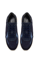 Women's Navy Blue Lace-Up Thick-Soled Leather Sneaker | Derimod