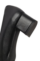 Derimod Flex Kadın Siyah Kısa Kalın Topuklu Deri Ayakkabı | Derimod