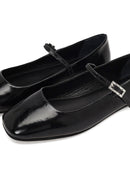 Kadın Siyah Tokalı Rugan Deri Babet | Derimod