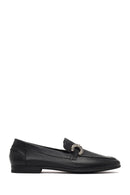 Women's Black Buckled Leather Loafer | Derimod