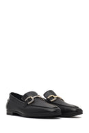 Women's Black Buckled Leather Loafer | Derimod