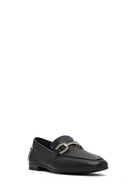 Women's Black Buckled Leather Loafer | Derimod