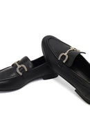 Women's Black Buckled Leather Loafer | Derimod