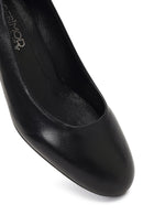 Derimod Flex Kadın Siyah Kalın Topuklu Deri Ayakkabı | Derimod