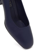 Derimod Flex Kadın Lacivert Kalın Topuklu Deri Ayakkabı | Derimod