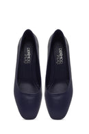 Derimod Flex Kadın Lacivert Kalın Topuklu Deri Ayakkabı | Derimod