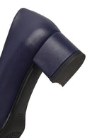 Derimod Flex Kadın Lacivert Kalın Topuklu Deri Ayakkabı | Derimod