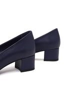 Derimod Flex Kadın Lacivert Kalın Topuklu Deri Ayakkabı | Derimod
