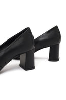 Derimod Flex Kadın Siyah Kalın Topuklu Deri Ayakkabı | Derimod