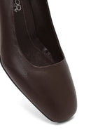 Derimod Flex Kadın Kahverengi Kalın Topuklu Deri Ayakkabı | Derimod