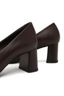 Derimod Flex Kadın Kahverengi Kalın Topuklu Deri Ayakkabı | Derimod