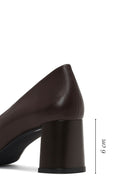 Derimod Flex Kadın Kahverengi Kalın Topuklu Deri Ayakkabı | Derimod