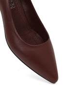 Derimod Flex Kadın Bordo Kalın Topuklu Deri Ayakkabı | Derimod