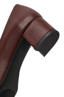 Derimod Flex Kadın Bordo Kalın Topuklu Deri Ayakkabı | Derimod