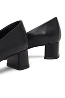 Derimod Flex Kadın Siyah Kalın Topuklu Deri Ayakkabı | Derimod