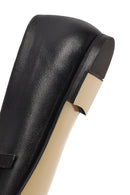 Women's Black Stone Leather Ballet Flats | Derimod