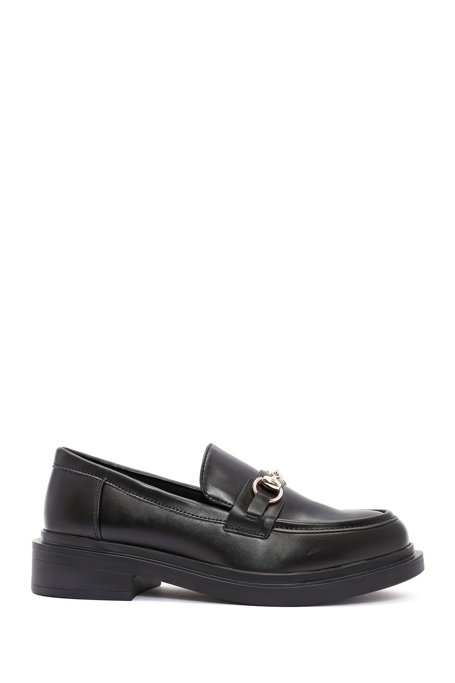 Kadın Siyah Tokalı Maskülen Loafer 25AFD400118 | Derimod