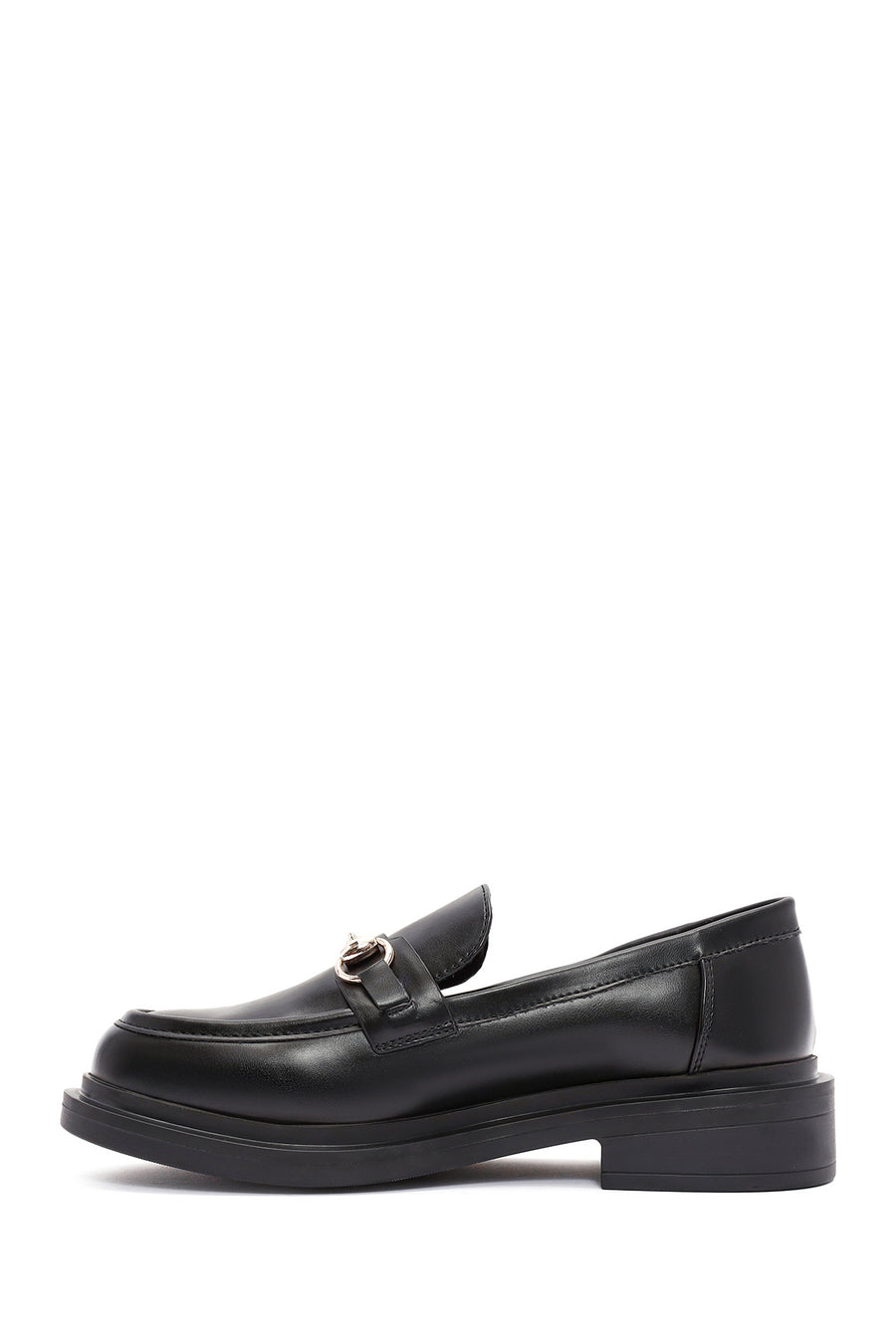 Kadın Siyah Tokalı Maskülen Loafer